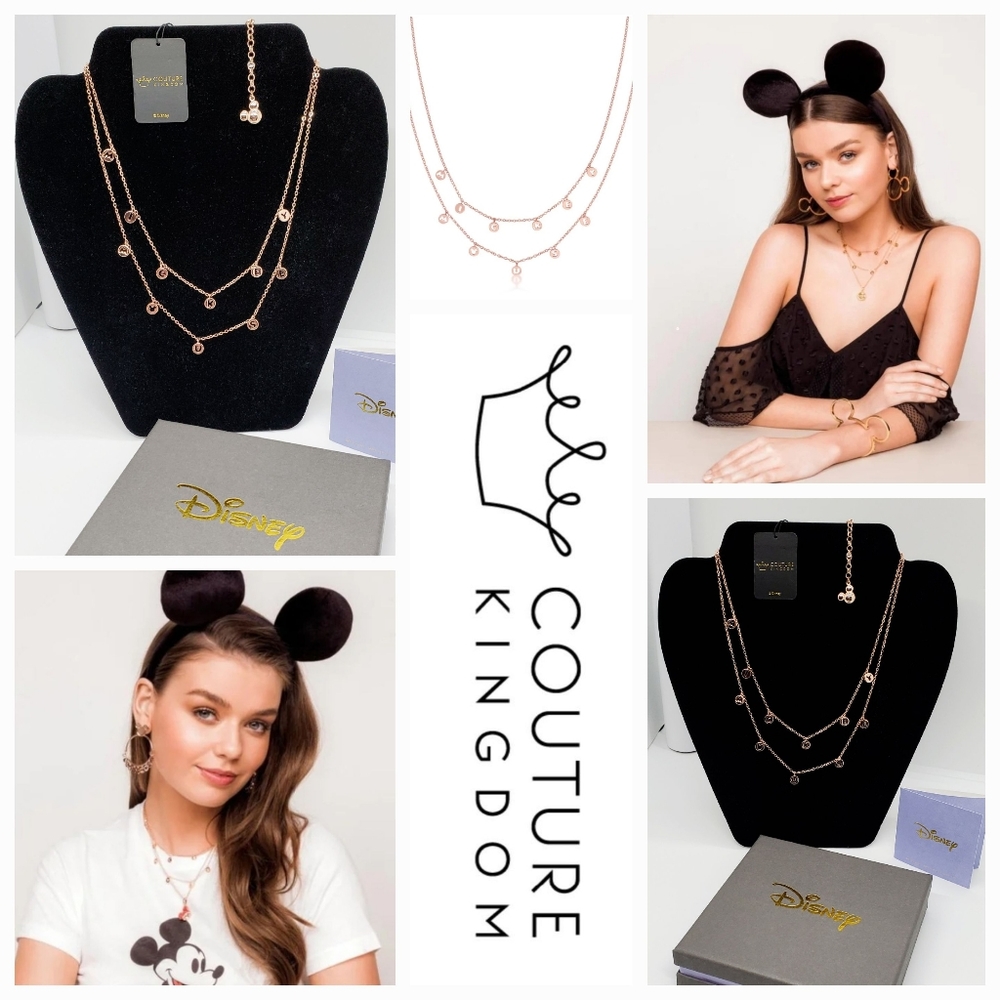 Disney Couture Mickey Mouse - Word Lettered Necklace 'Rose Gold Plated NWT & Box